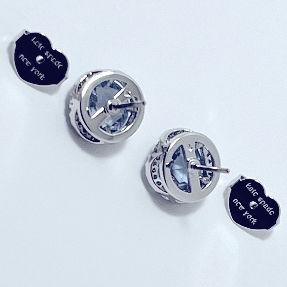 ♠️ kate spade THAT SPARKLE Pave Round Large Studs Earrings in Sapphire - Picture 4 of 7
